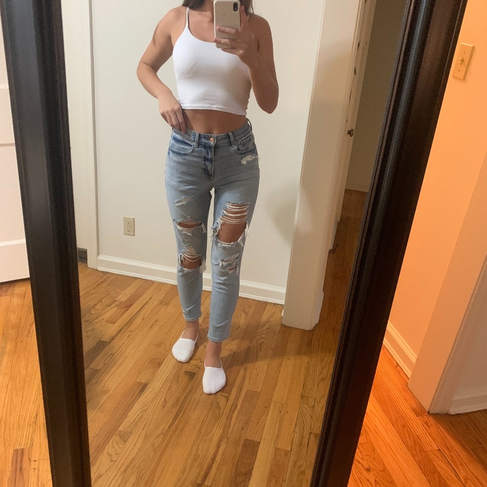 American Eagle Distressed Mom Jeans